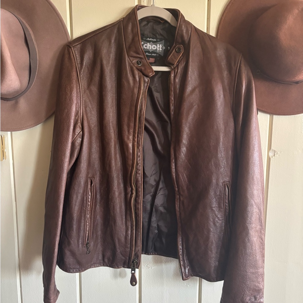 Schott NYC Brown Leather Jacket Timeless Design